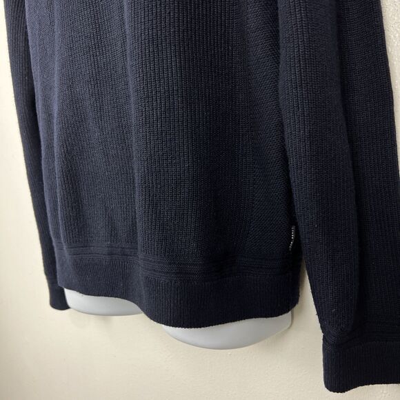 Ted Baker Sweater Men Large Navy Pullover 3/4 Zip Wool Blend Knit Long Sleeve - Picture 9 of 15